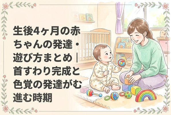 生後4ヶ月の赤ちゃんの発達・遊び方まとめ｜首すわり完成と色覚の発達が進む時期