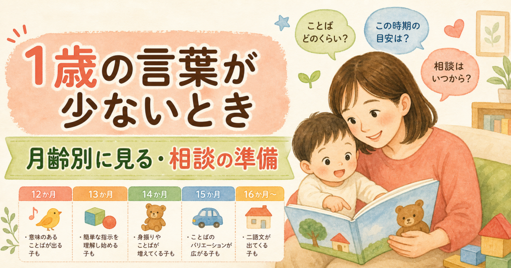 1歳で言葉が少ないときの月齢別ガイド｜1歳2ヶ月から1歳半までの見方と相談準備